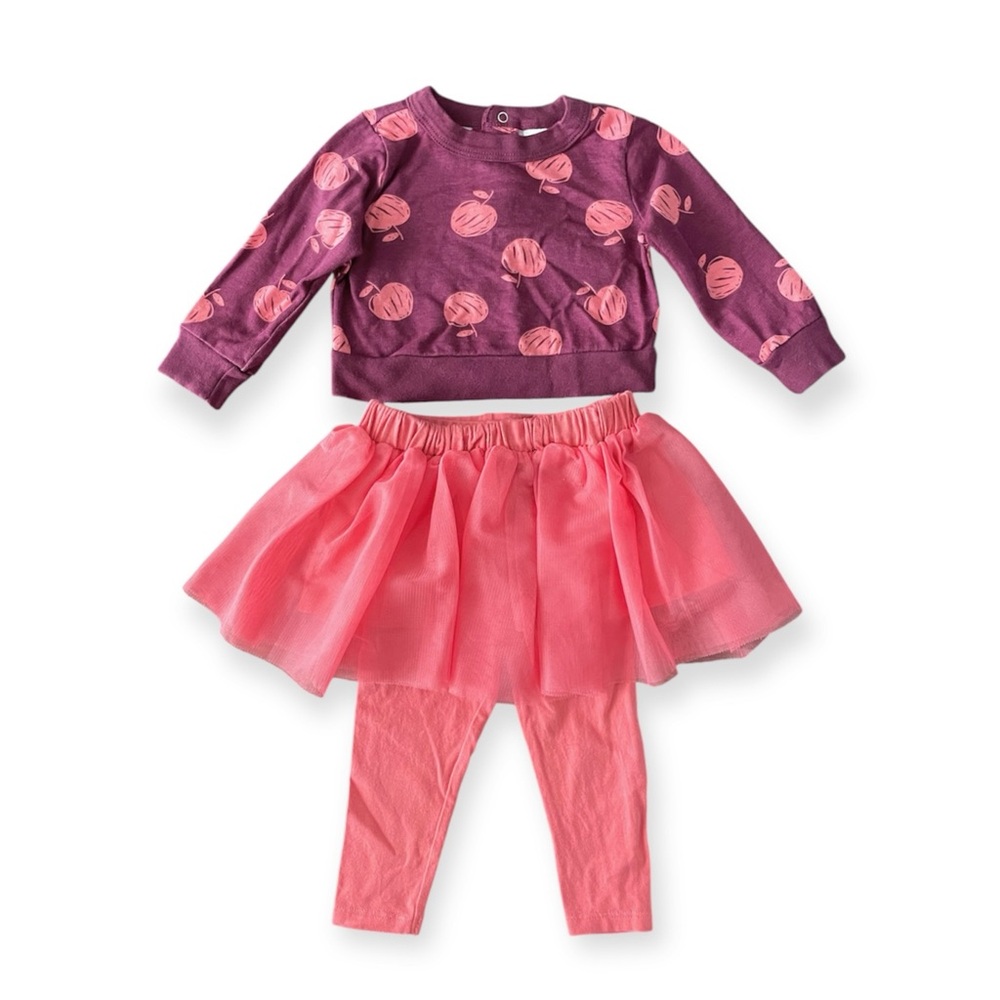 GERBER Baby Girl Apple Bouquets Top, Tulle Tutu & Legging Set size 6M